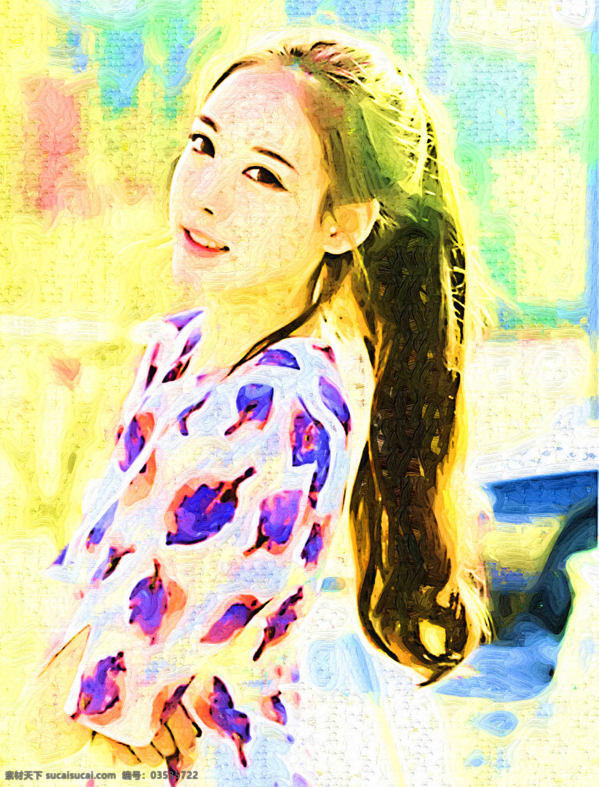 女孩 油画 装饰画 无框画 人物 青春 动漫人物 动漫动画