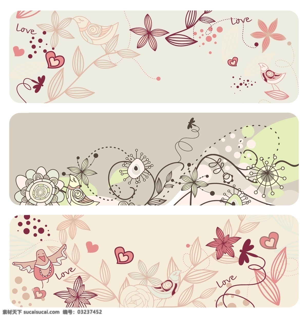 2只叶玫瑰 时尚 可爱 小鸟 花朵 矢量 插图 横幅 花 玫瑰 鸟 矢量素材 叶 自然 矢量图 日常生活