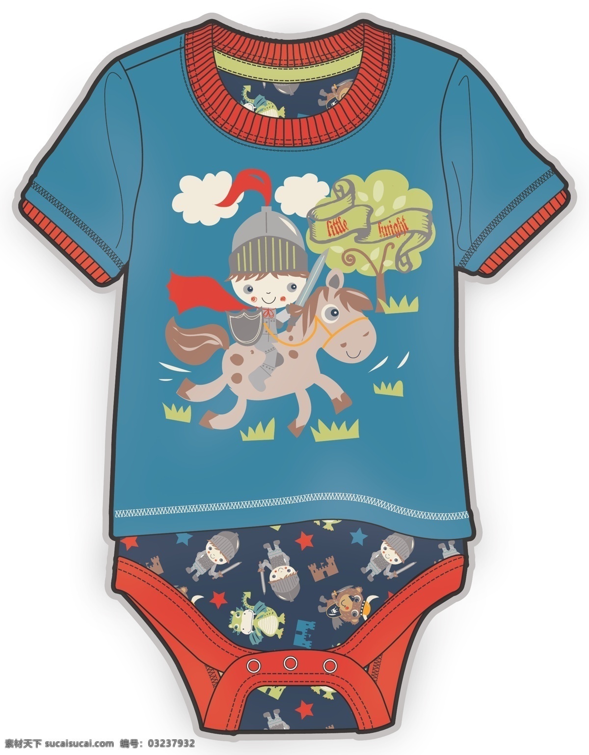 卡通 王子 连体衣 婴儿 服装 彩色 矢量 蓝色 短袖 婴儿服装设计 可爱 手绘 保暖 线条 源文件