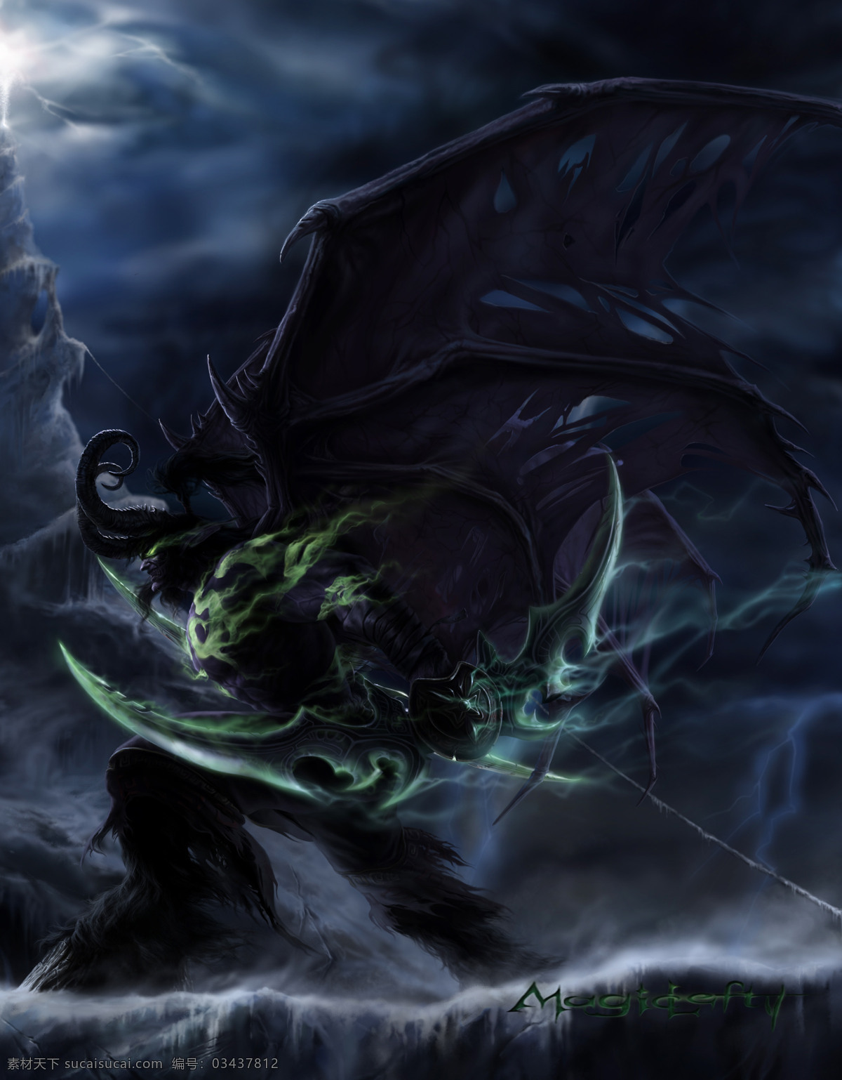 魔兽世界 恶魔 刀 翅膀 犄角 魔兽 游戏壁纸 动漫动画
