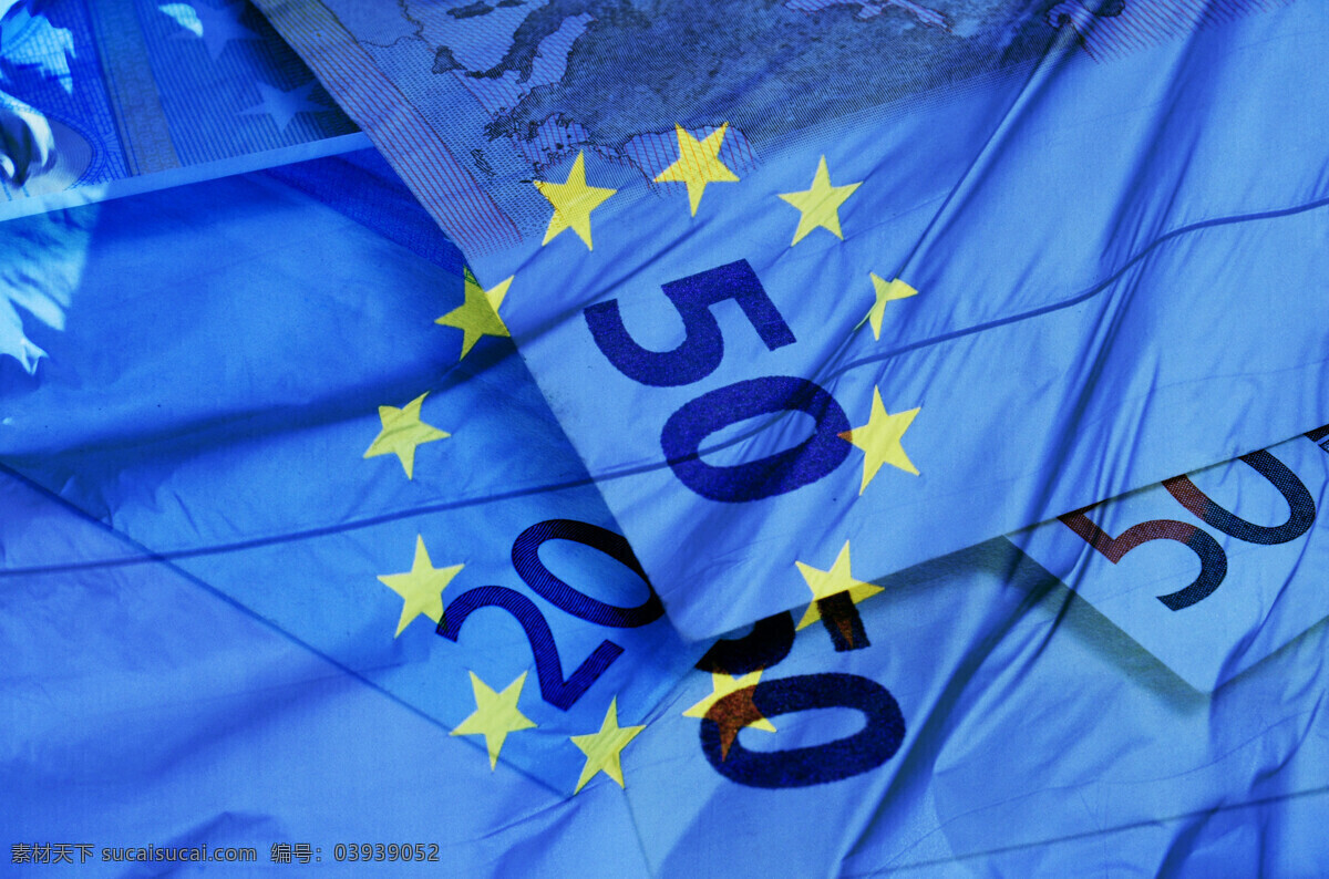 欧盟 旗帜 纸币 货币 金融 金融货币 商务金融