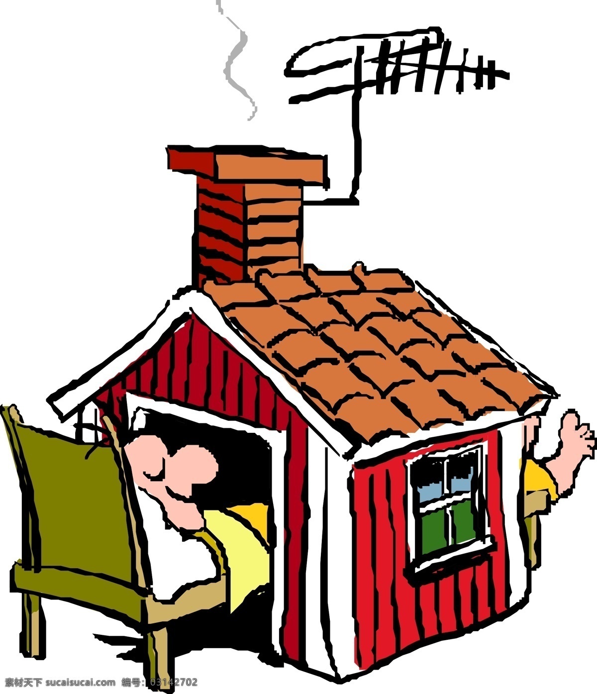房屋建筑 窗 人物 矢量图 建筑家居
