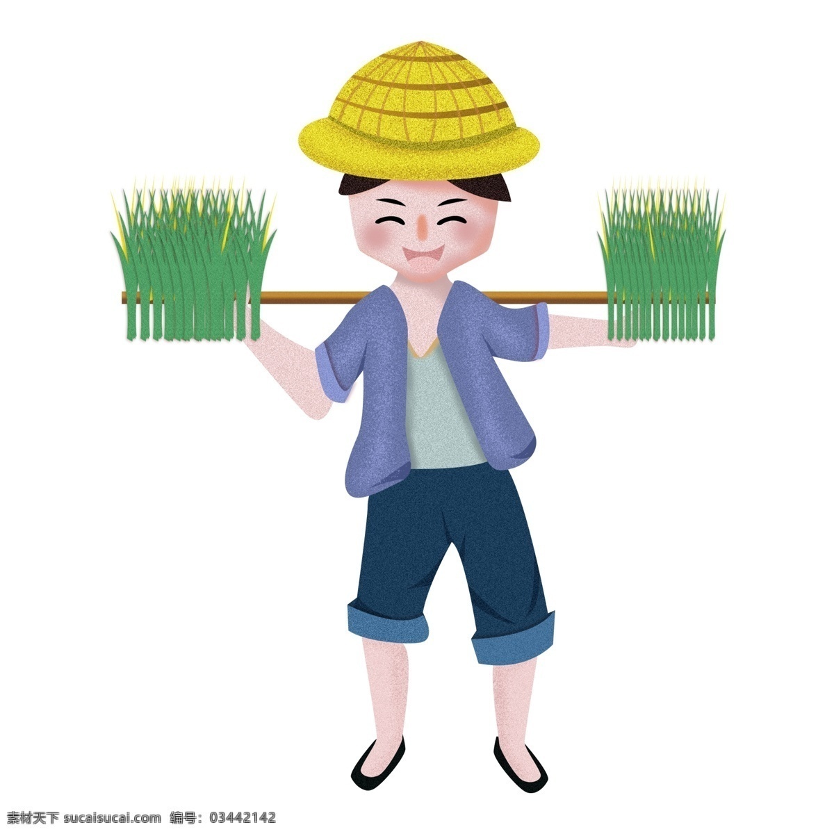 手 麦子 农民 装饰 元素 装饰元素 手绘 清新 水稻 植物 粮食 帽子 草帽