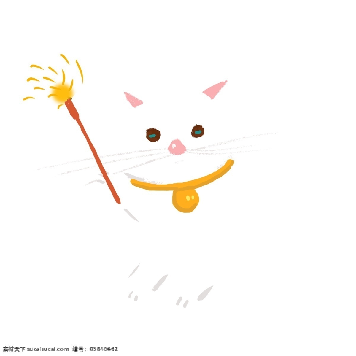 烟花 棒 白色 猫咪 元素 动物 简约 创意元素 手绘元素 手绘 元素装饰 元素设计 psd元素
