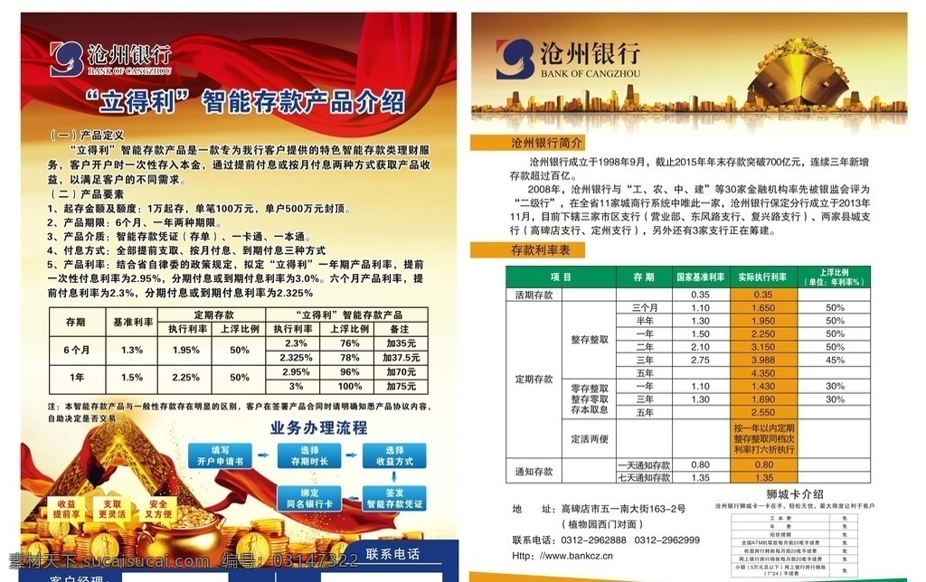 沧州银行 银行彩页 宣传单 dm单 画册 折页