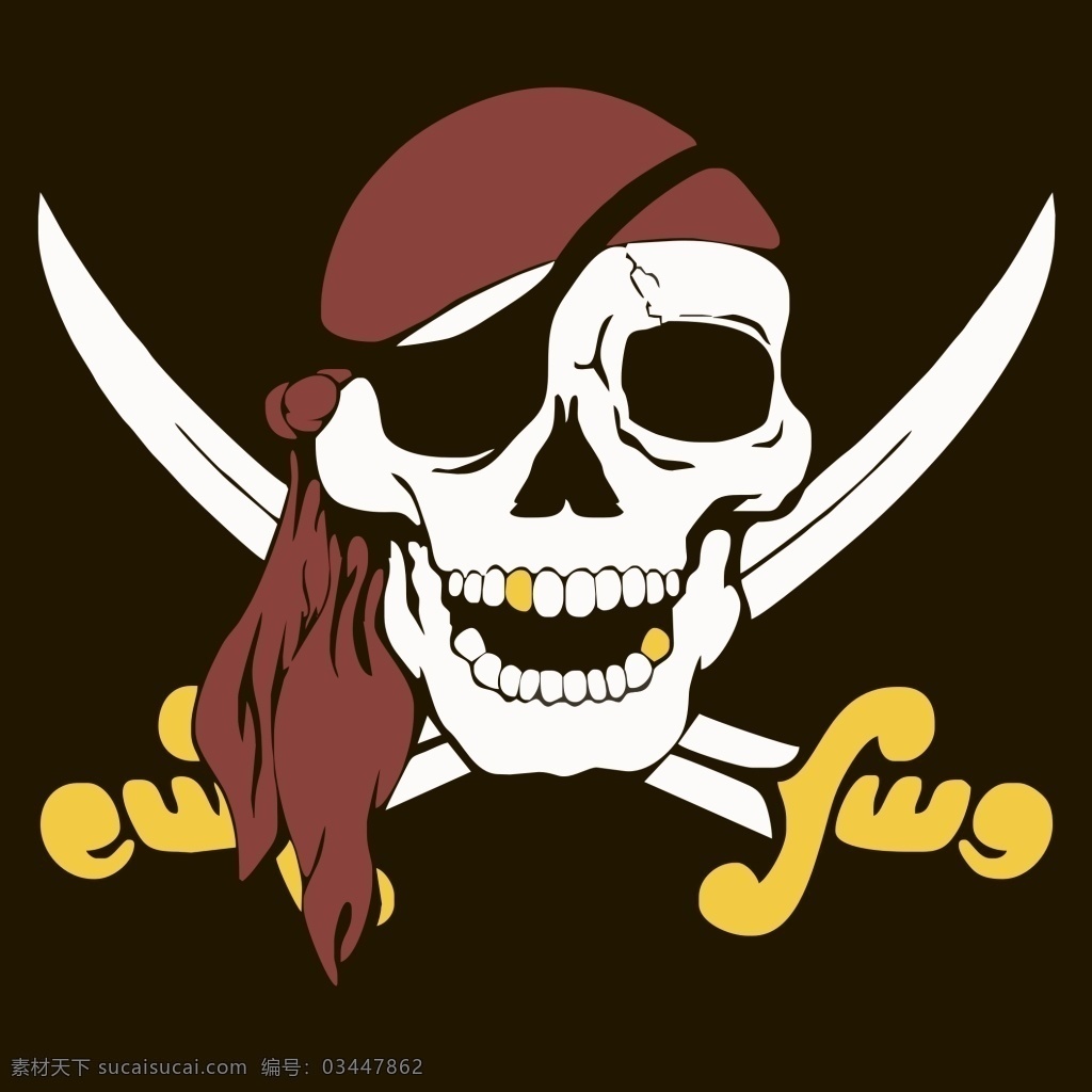 海盗 骷髅 箭 刀 海盗船 骷髅头 金牙 破船 拿破仑 黑色