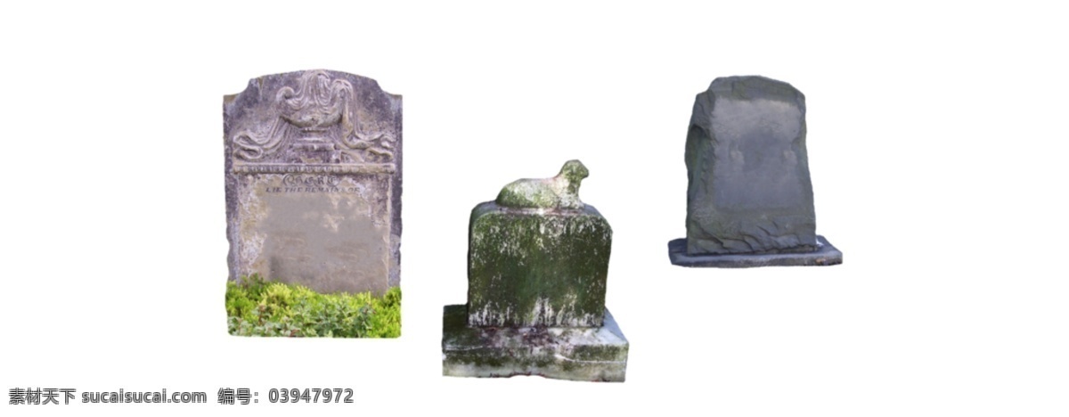 三 种 古朴 石头 墓碑 免 抠 透明 石头墓碑图形 墓碑元素 海报 墓碑广告素材 墓碑海报图