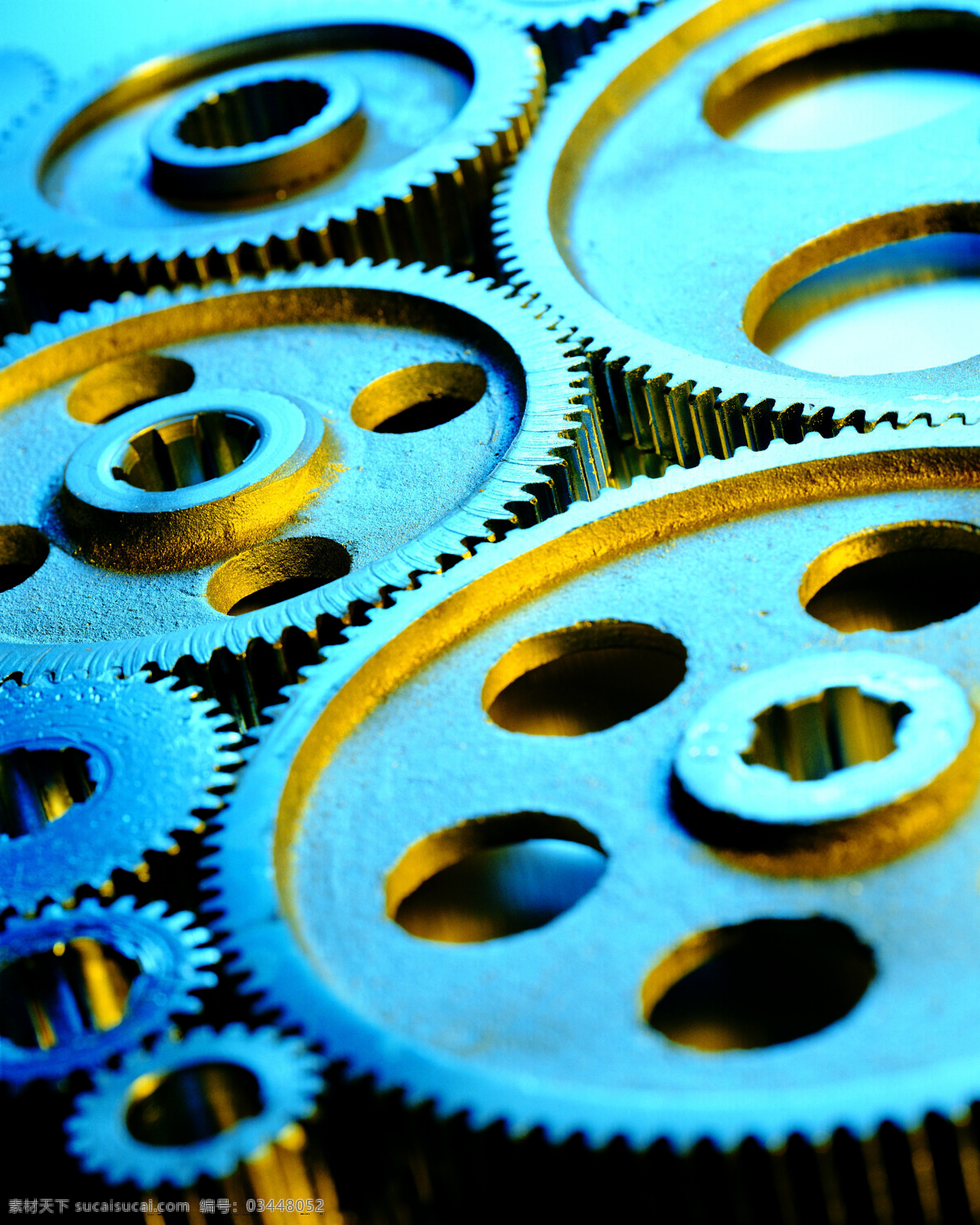 齿轮 机械 零件 工业 机器零件 滚动 蓝色 工业生产 现代科技