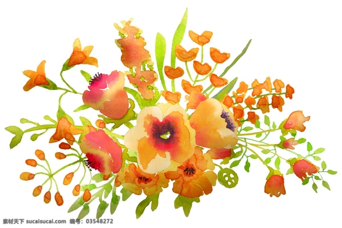 花朵花束插图 花朵 花束 插图 图案 水彩画 标志图标 其他图标
