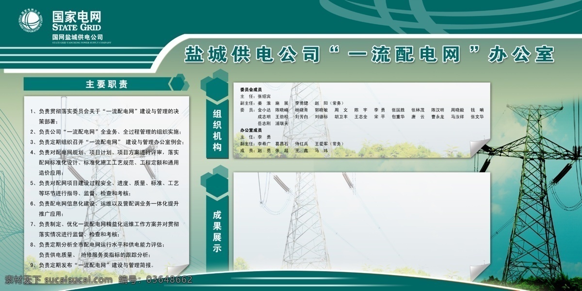 供电 公司 组织建设 国家电网 供电公司 一流配电网 办公室 盐城 组织机构 成果展示 主要职责 展板模板 广告设计模板 源文件