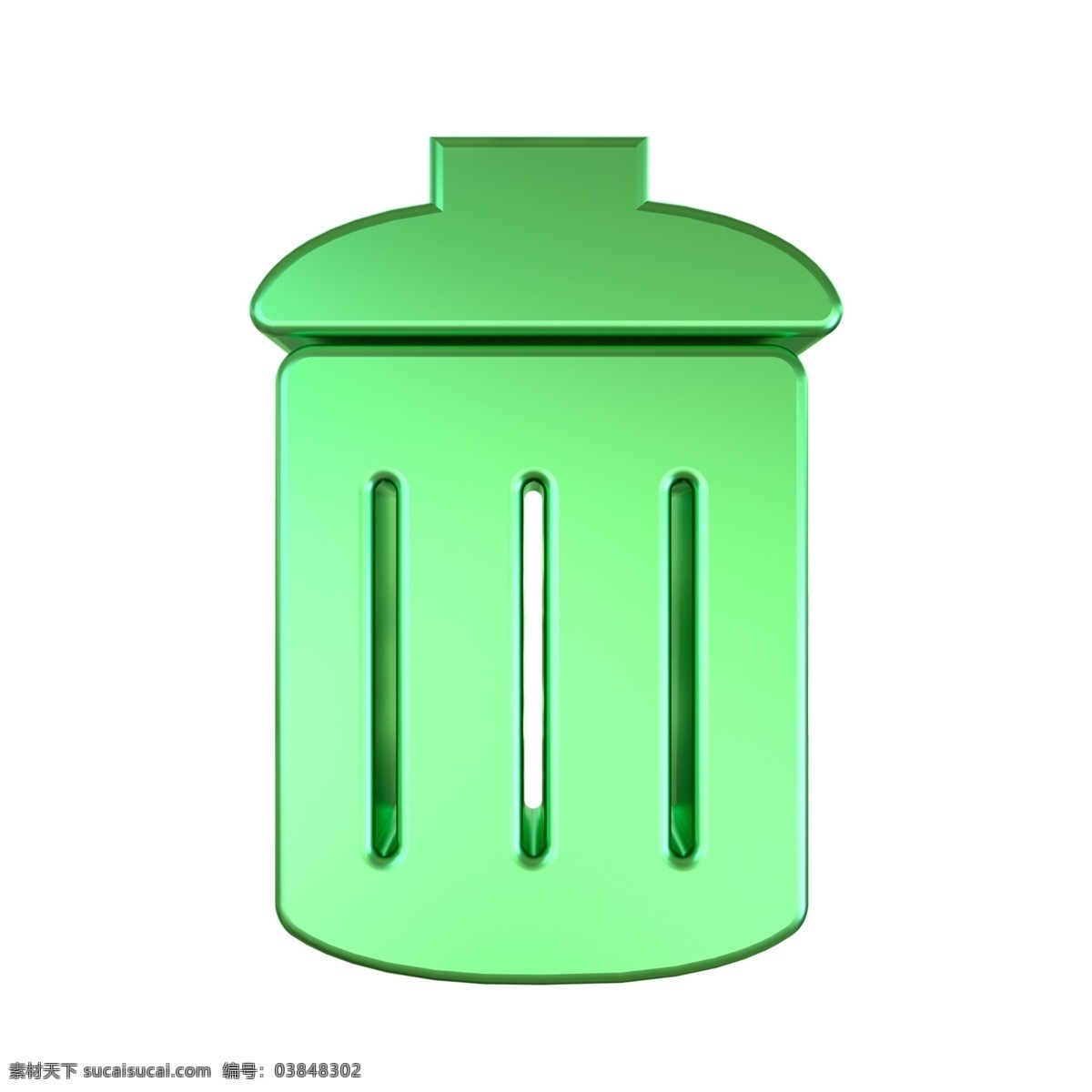 c4d 绿色 金属 质感 垃圾桶 立体 图标 3d 金属质感 垃圾桶图标 立体图标 平面海报配图 网页ui配图