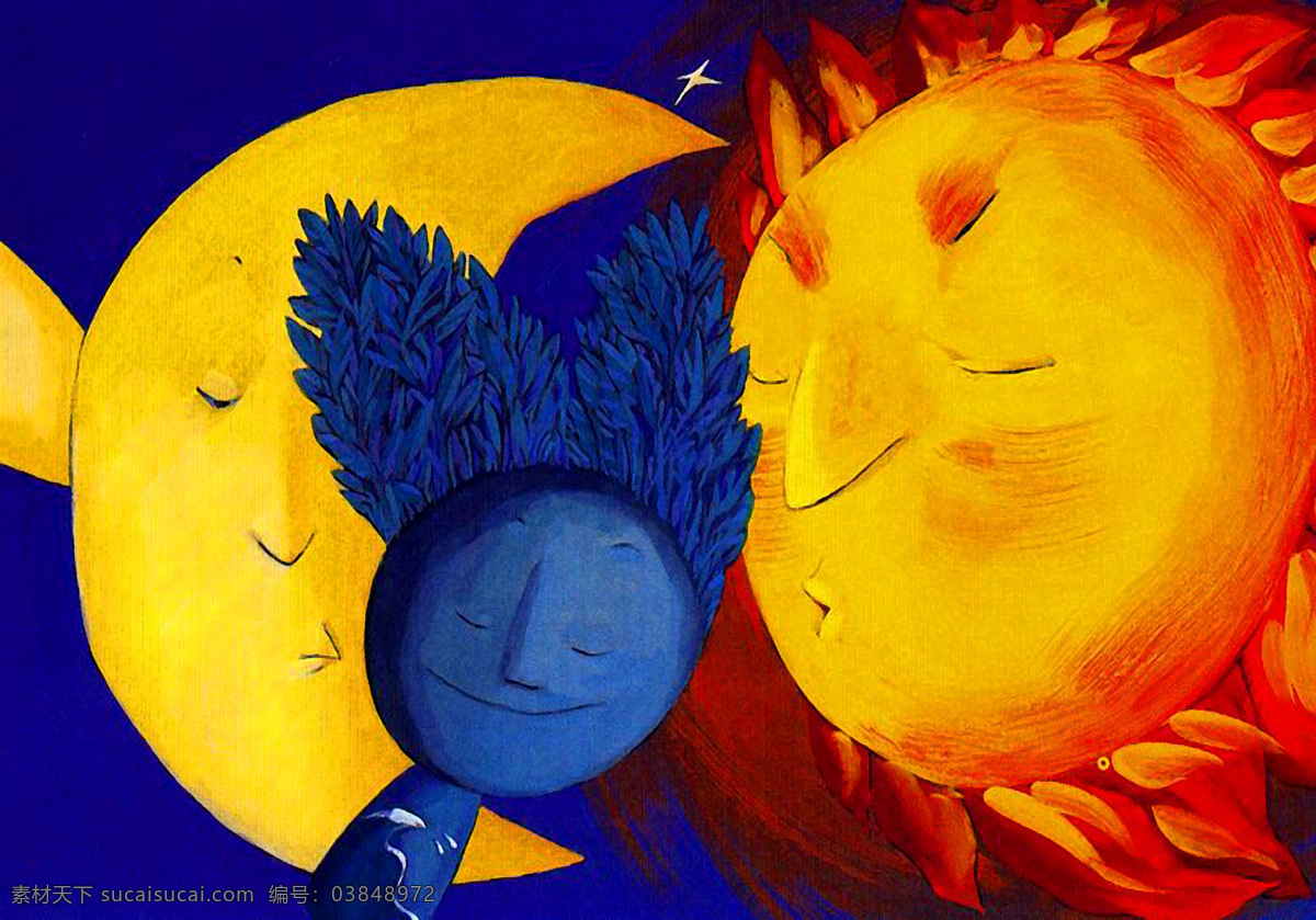 手绘 抽象 太阳 月亮 油画 抽象画 手绘抽象 抽象作品 共享分素材 分层