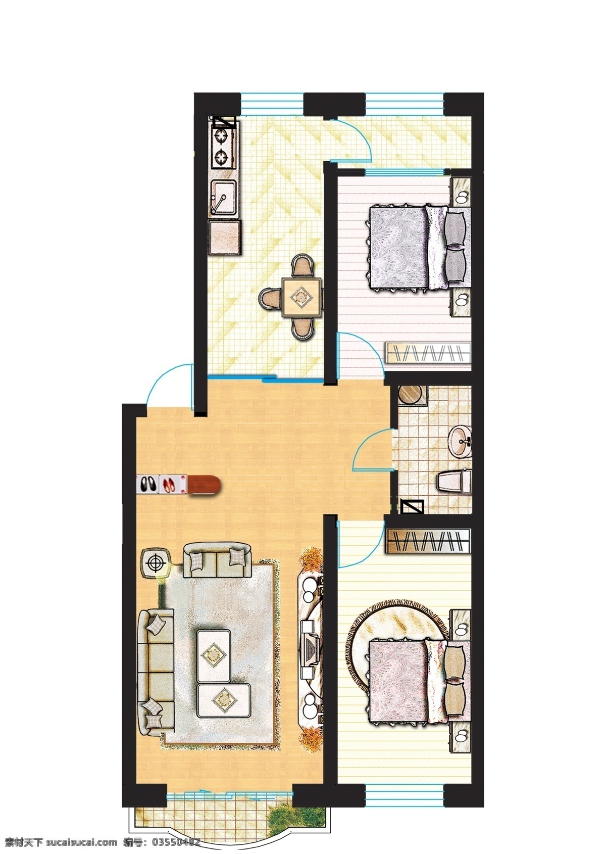 cad 摆设 房地产 房地产广告 房地产户型 广告设计模板 户型 平面图 模板下载 装饰 两室一厅 源文件 3d模型素材 cad施工图