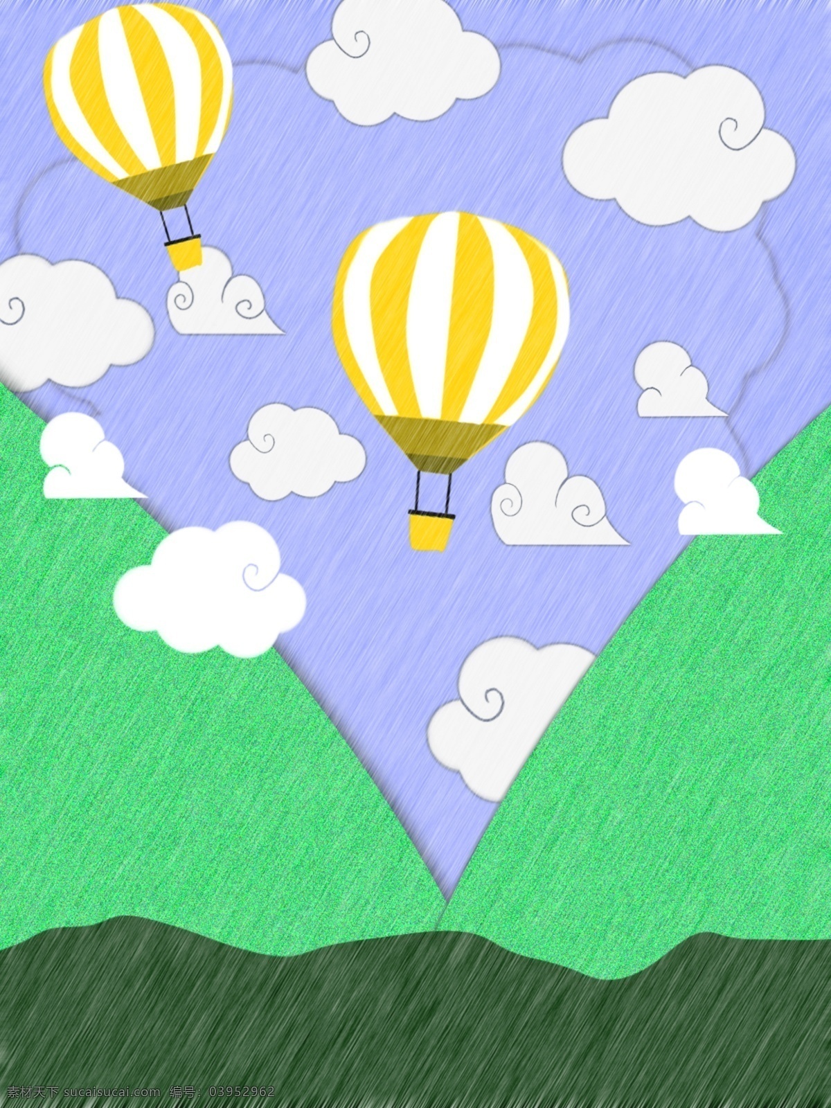 原创 小清 新卡 通 风格 元素 背景 小清新 卡通 风格背景 蓝天白云 h5背景 热气球