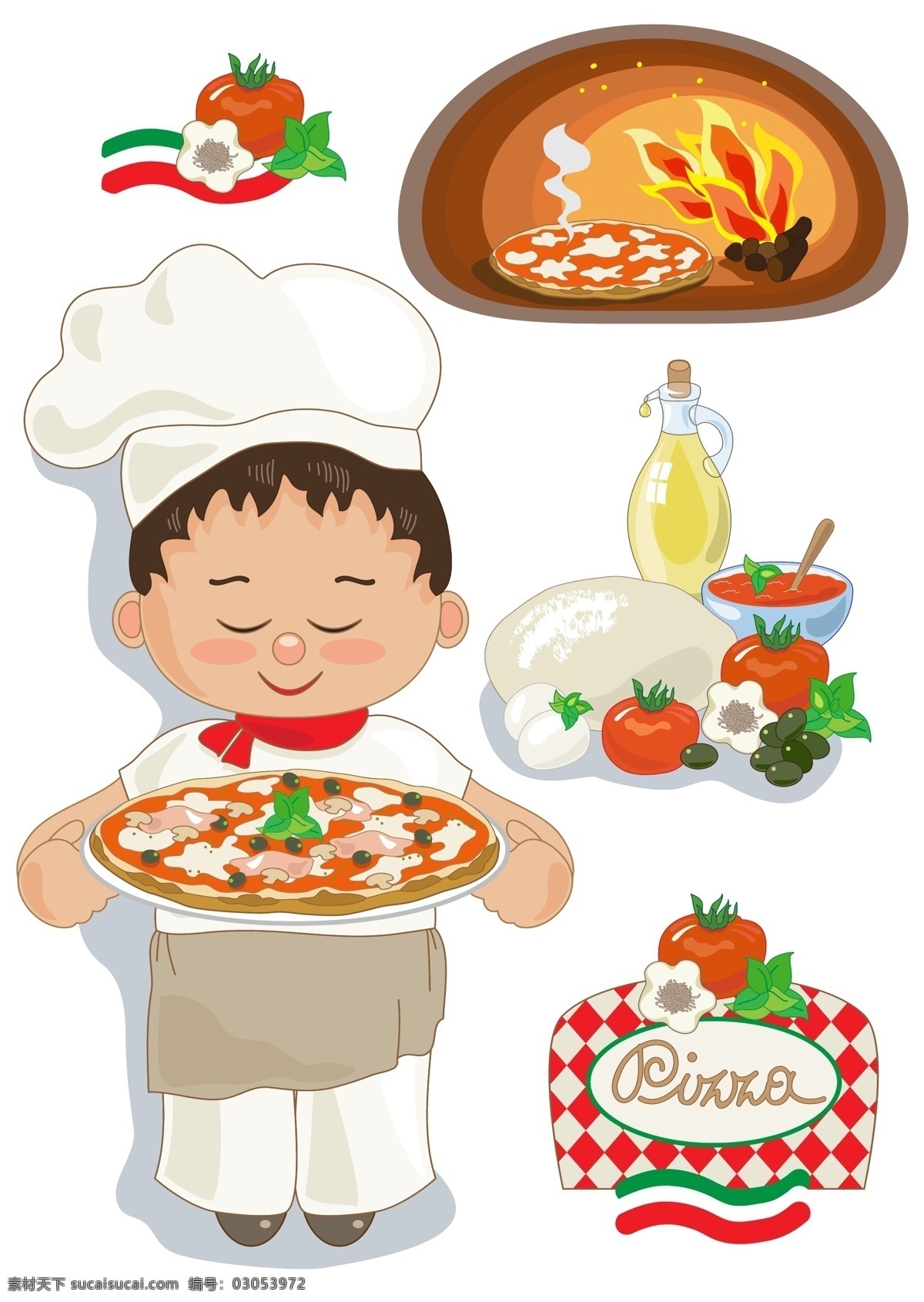 意大利披萨 比萨 披萨 皮萨 批萨 卡通厨师 手绘 美味 意大利美食 pizzeria 批萨类 西红柿 蕃茄 餐饮美食 西餐美食 矢量 餐饮美食素材 pizza 西餐 美食 生活百科