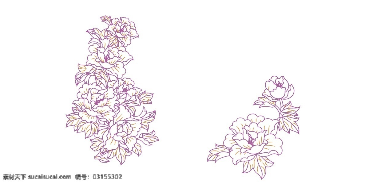 牡丹花 底纹 花纹 花 线稿 手绘 底纹边框 花边花纹