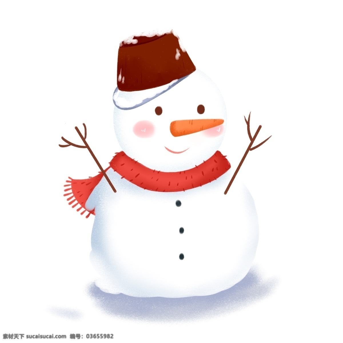 清新 手绘 雪人 元素 卡通 冬季 唯美 插画