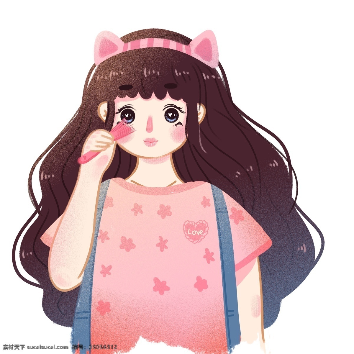 可爱 小 清新 护肤 女孩 扁平化 人物 化妆 女生女孩 复古 美容