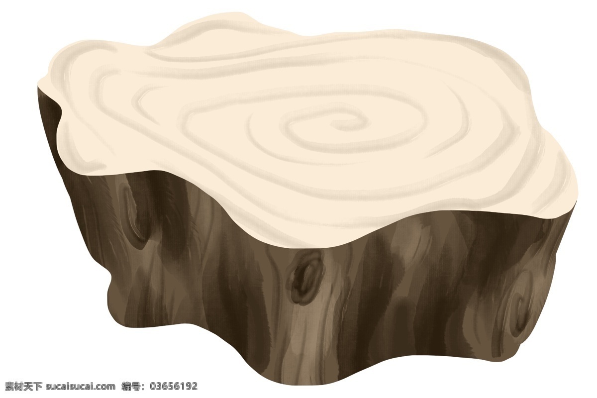 木桩 木质 桌子 插画 白色的桌面 卡通插画 木质插画 木纹插画 木质产品 木纹物品 黑色的木桩