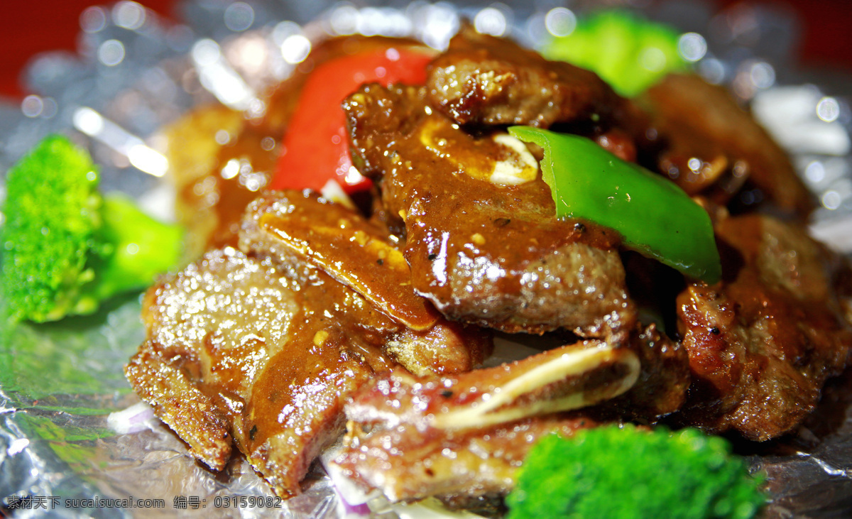 铁板 黑椒 牛仔 骨 牛仔骨 菜品 美食 餐饮美食 传统美食