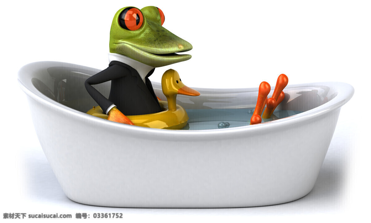 坐在 鸭子 里 青蛙 3d青蛙 卡通动物 浴池 水中生物 生物世界