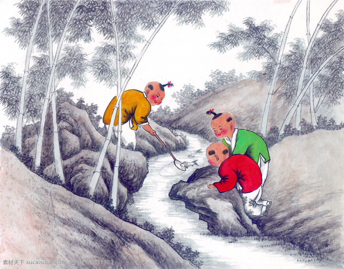 古代童玩 古代 顽童 幼儿 国画 人物图库 儿童幼儿
