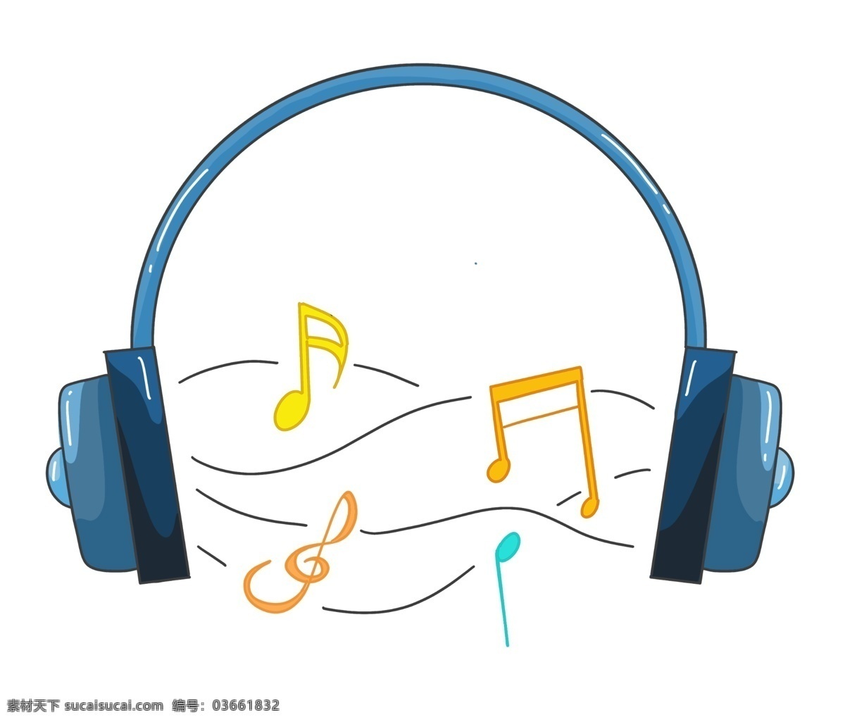 音乐 耳机 音符 插图 黄色音符 音乐耳机 蓝色音乐耳机 听音乐的耳机 音符插图 唱歌 优美的音乐