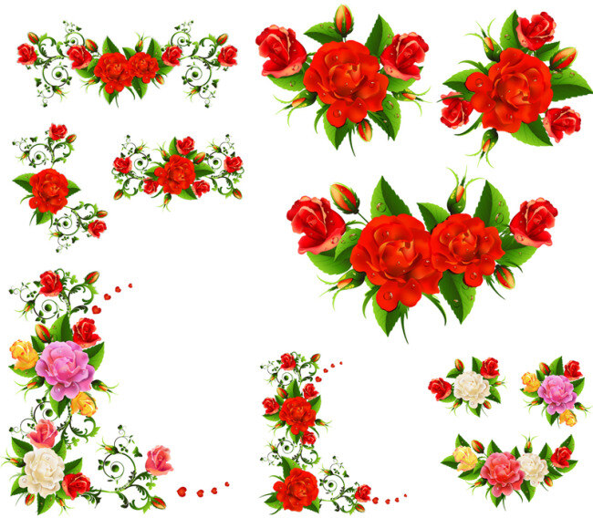 精美 玫瑰 花纹 边框 矢量 缤纷 花卉 矢量图 花纹花边