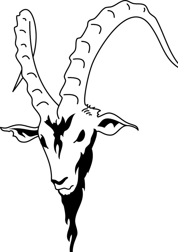 部落羚羊 线稿羊头 部落 羊头 羚羊头 线稿 图腾 设计素材 生物世界 野生动物