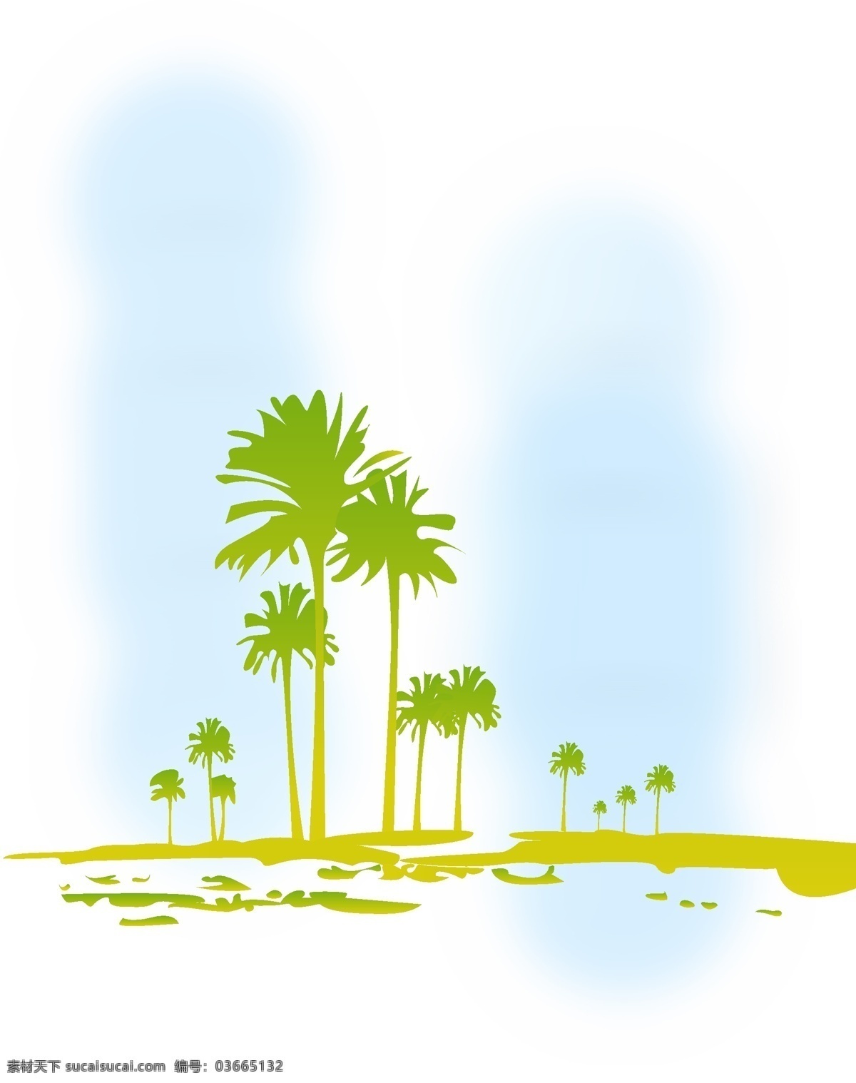 椰树风情 沙滩 绿色背景 黄色 自然景观 自然风景 美丽风景 矢量图库
