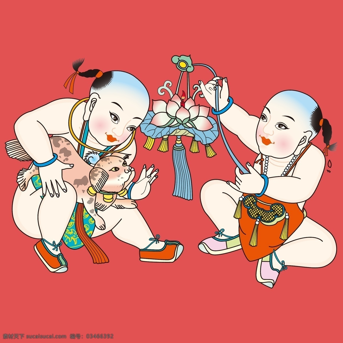 印花 矢量图 t恤图案 服装图案 年画娃娃 人物 生活元素 印花矢量图 面料图库 服装设计 图案花型