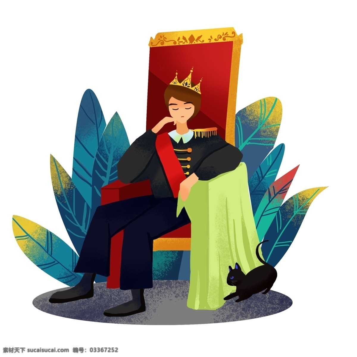 西方 王座 上 小王子 王子 猫 王冠 小清新
