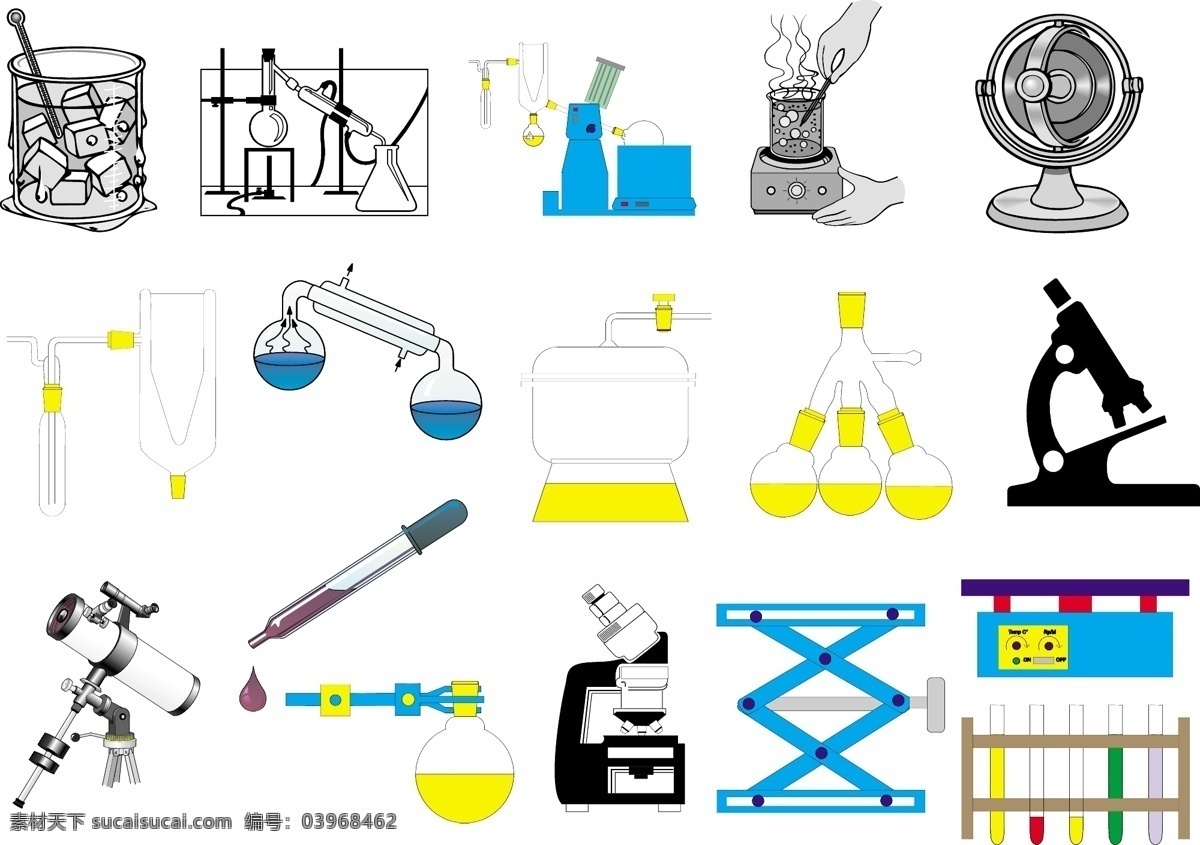 科学 科学研究 现代科技 科学实验 工具 矢量 模板下载 科学实验工具 实验工具 量杯 显微器 滴管 矢量图