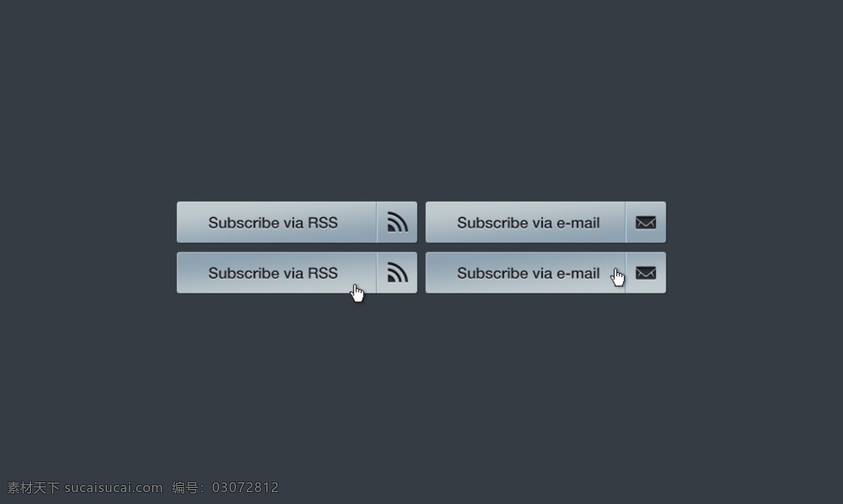 通过 订阅 rss 邮件 金属 按钮 设置 web 创意 高分辨率 接口 免费 清洁 时尚的 现代的 原始的 质量 新鲜的 设计新的 hd 元素 用户界面 ui元素 详细的 订阅邮件按钮 状态 用户界面元素 矢量图