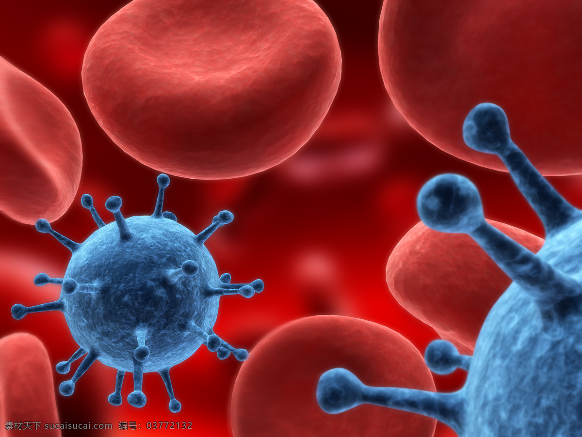 血液 中 蓝色 病毒 微生物 血细胞 医疗护理 现代科技