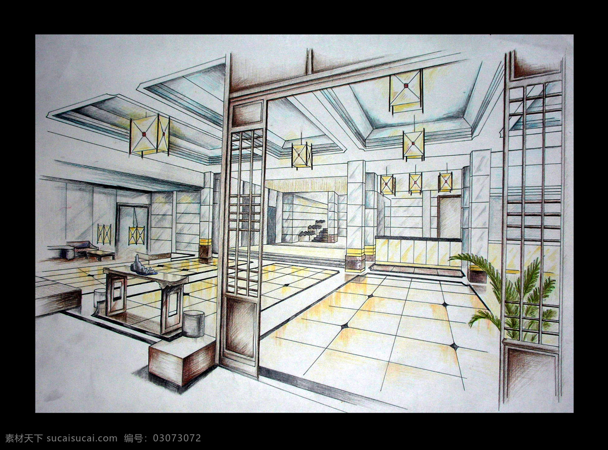 彩铅 餐厅 高级酒店 绘画书法 室内设计 文化艺术 公共 空间 彩 铅 设计素材 模板下载 公共空间彩铅 公共空间 家居装饰素材