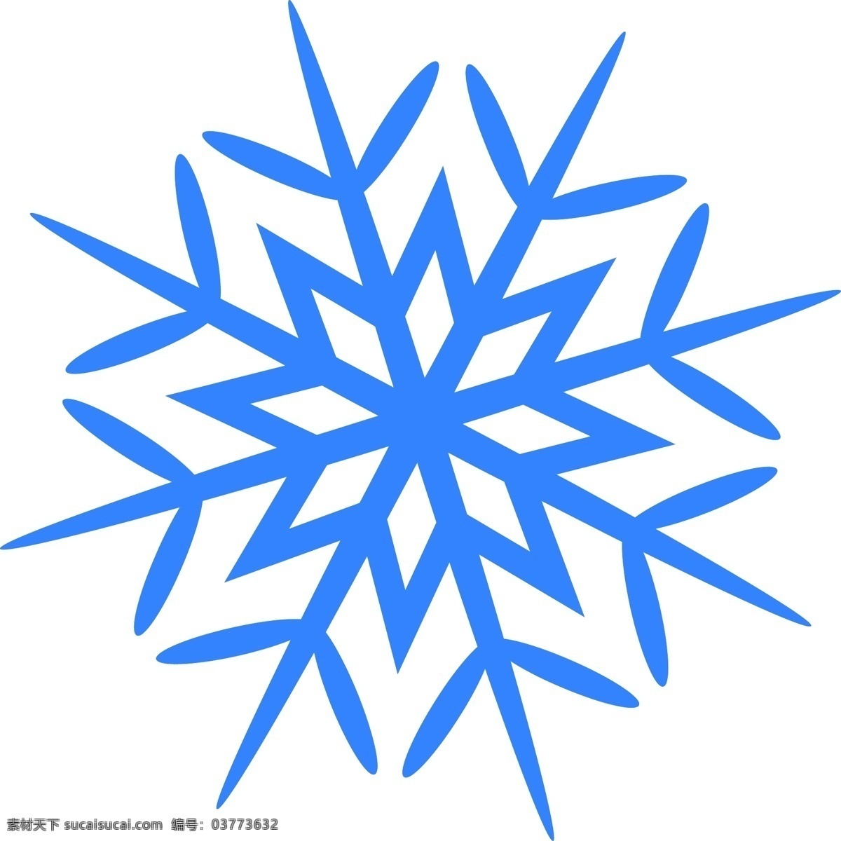 蓝色 八 瓣 冬季 雪花 八瓣 装饰