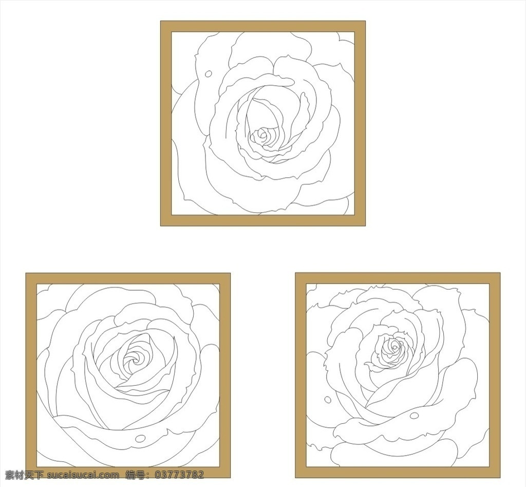 玫瑰框画 古典玫瑰 单线玫瑰 玫瑰白描 玫瑰墙画 矢量无框画 底纹边框 移门图案