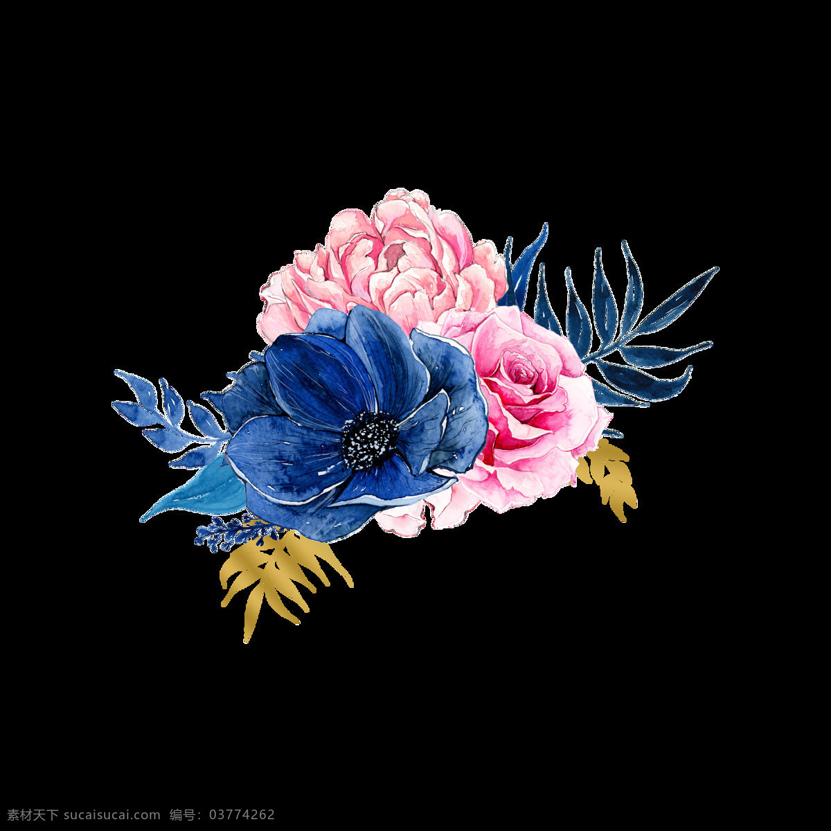三 色 花卉 卡通 透明 三色 水彩 免扣 手绘 透明素材 装饰 设计素材 淘宝素材 海报设计装饰 装饰图案
