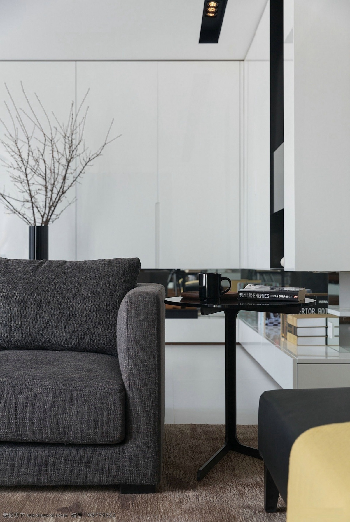 现代 清新 客厅 白色 光滑 背景 墙 室内装修 效果图 白色背景墙 白色桌面 客厅装修 深褐色地毯 深灰色沙发