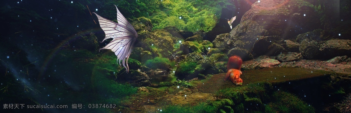 森林 系 banner 背景 绿野仙踪 梦幻 梦幻背景 梦幻森林 梦幻森林背景 魔法城堡 魔法森林 蜻蜓仙子 热带森林 树林