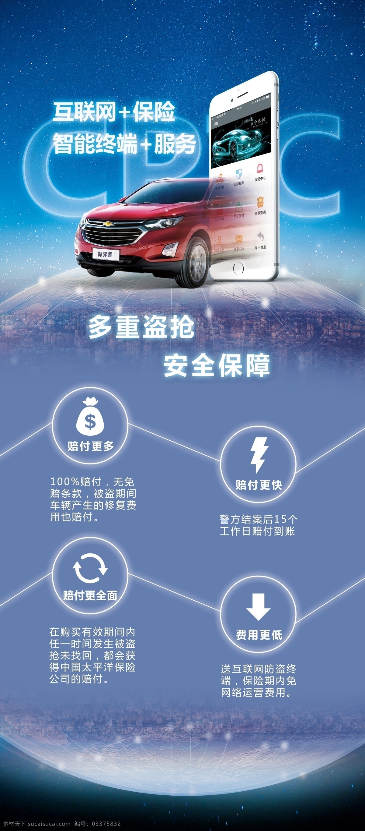 汽车保险 促销 展架 易拉宝 蓝色 科技 大气 汽车 活动 广告 太平洋 保险 4s店 地球 时尚大气 创意展架 汽车海报 车险 盗抢险