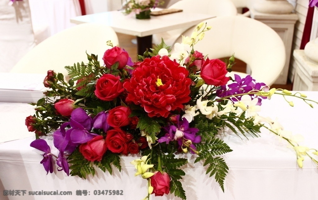 台花 鲜花 牡丹 玫瑰 兰花 叶子 演讲台花 桌花 会议台花 雪之飞 花草 生物世界