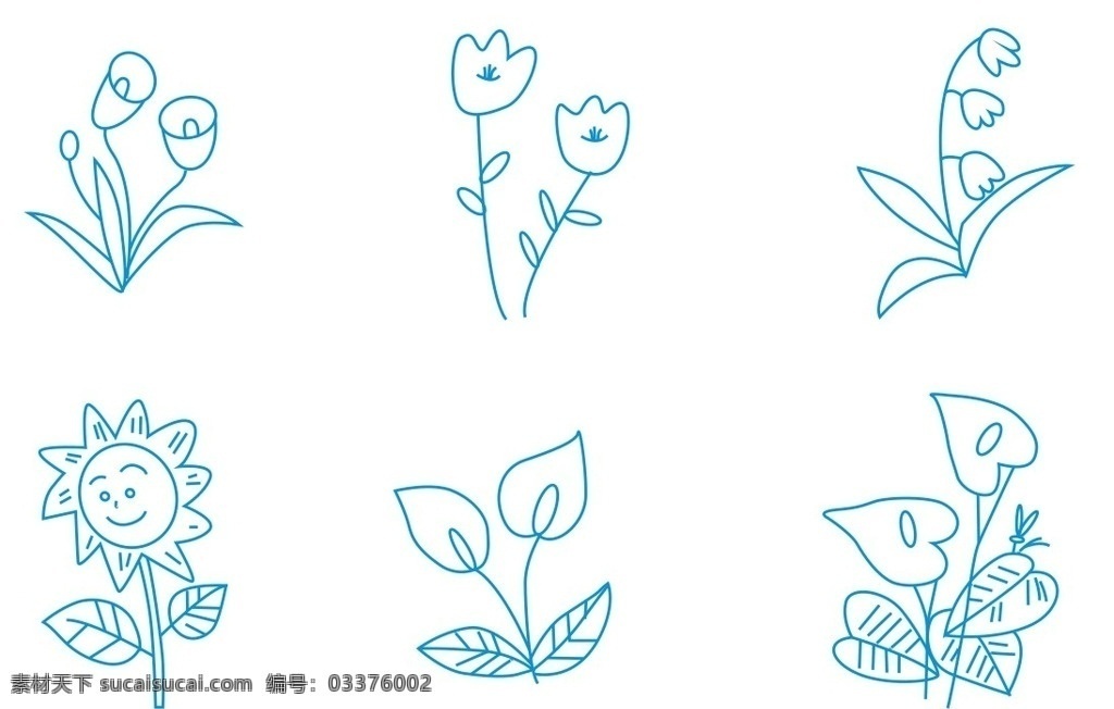 简笔画鲜花 鲜花 植物简笔画 花朵 卡通画 植物 线条 线描 线稿 轮廓画 素描 绘画 绘图 插图 插画 儿童简笔画 简图