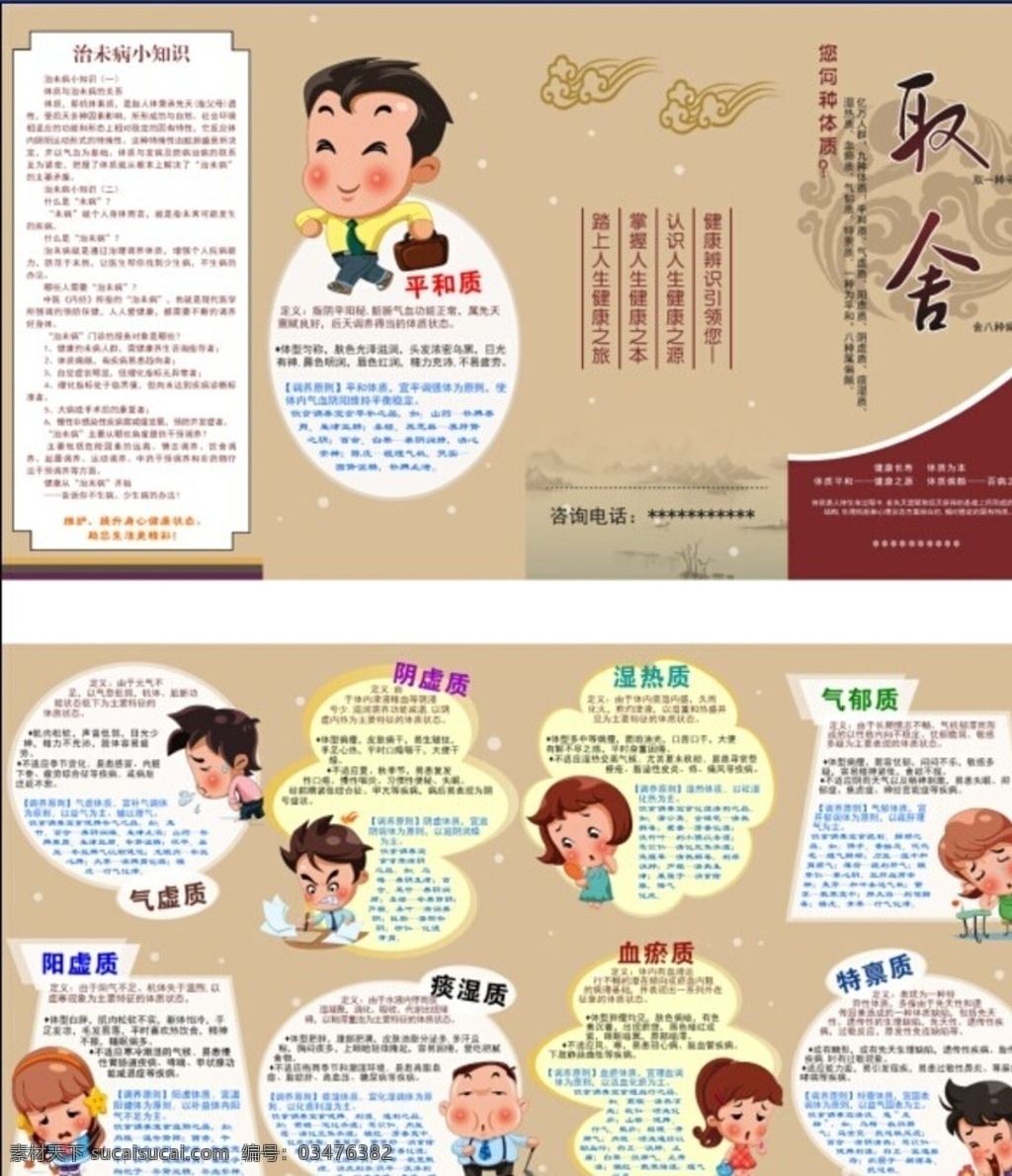 体质 宣传 折页 取舍 气虚质 平和质 湿热质 特禀质