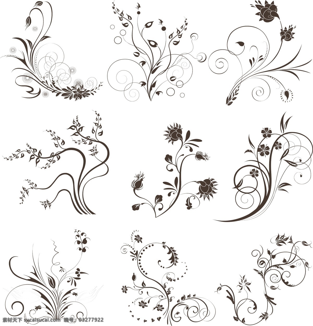 纤细 花卉 花纹 矢量 矢量图 其他矢量图
