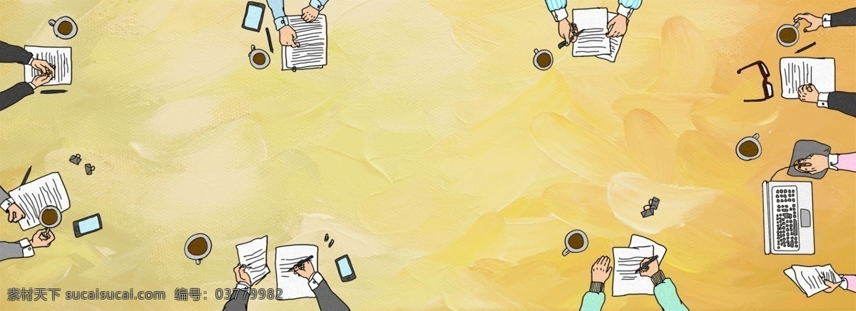 原创 手绘 卡通 商务 工作 背景 手绘风 简约 工作背景 手机 电脑 手 会议背景 质感背景 笔 眼镜 咖啡 纸