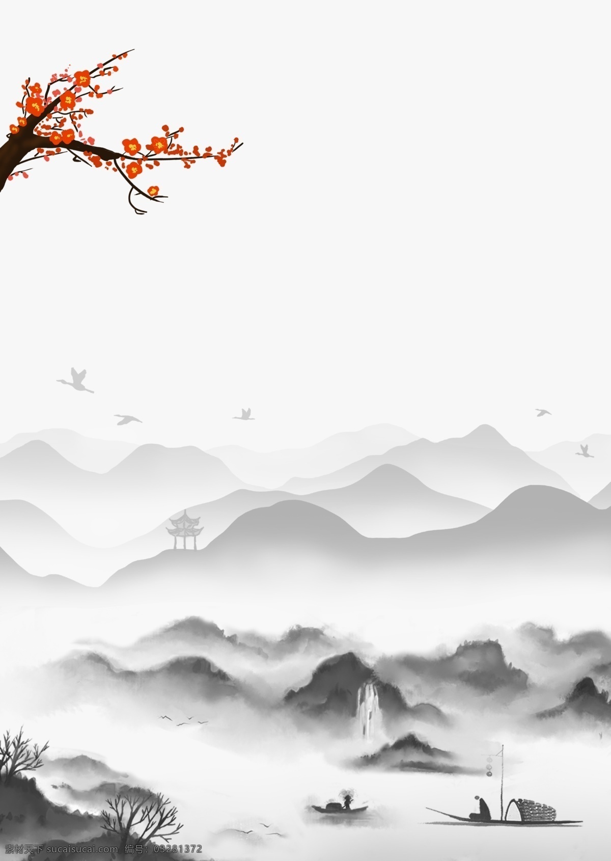 山水 中国 风格 墨水 传统 背景 简练 花花 梨 山峰 黑白