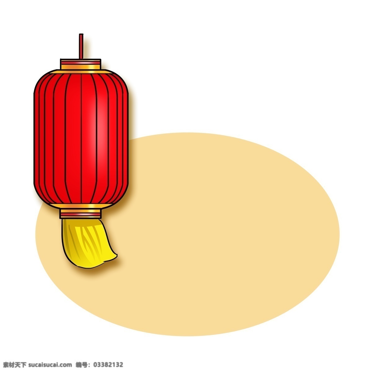 元旦 灯笼 边框 插画 红色的灯笼 黄色的边框 椭圆边框 漂亮的边框 手绘 黄色 吊 穗