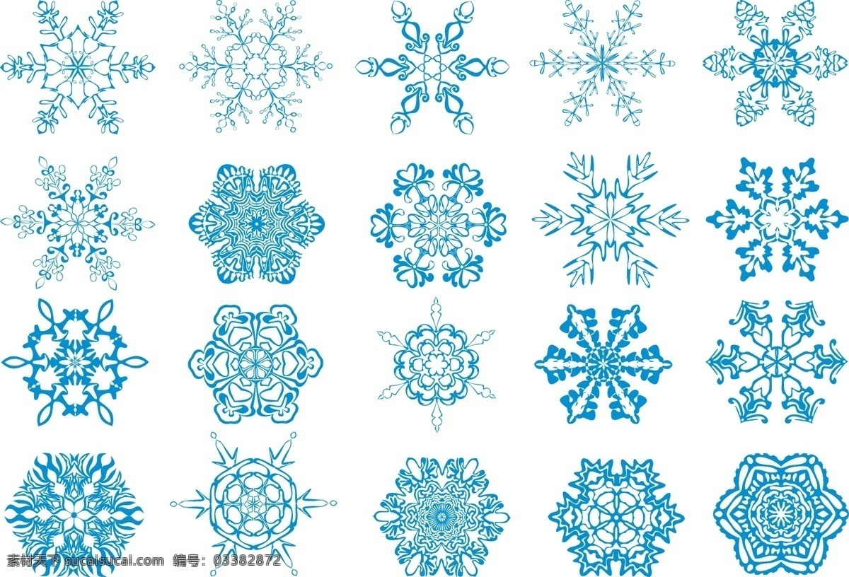 多款精美雪花 矢量下载 网页矢量 商业矢量 矢量节日 白色